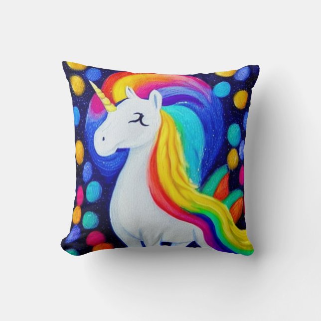  Image: colorful unicorn Throw Pillow (Front)