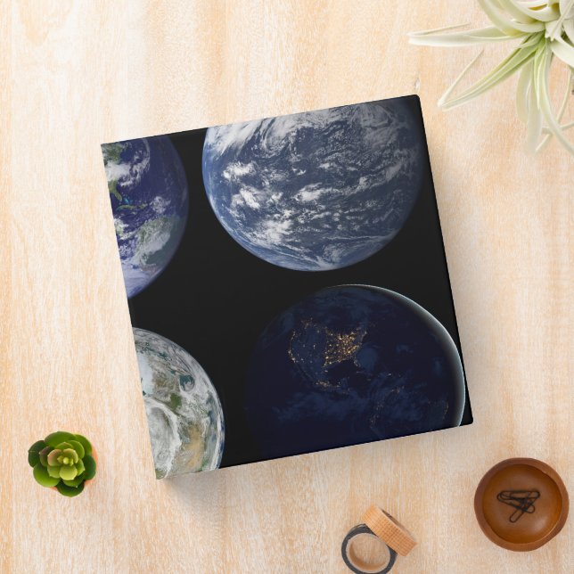 Image Comparison Of Iconic Views Of Planet Earth. 3 Ring Binder (In Situ)