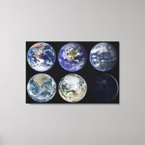 Image Comparison Of Iconic Views Of Planet Earth Canvas Print