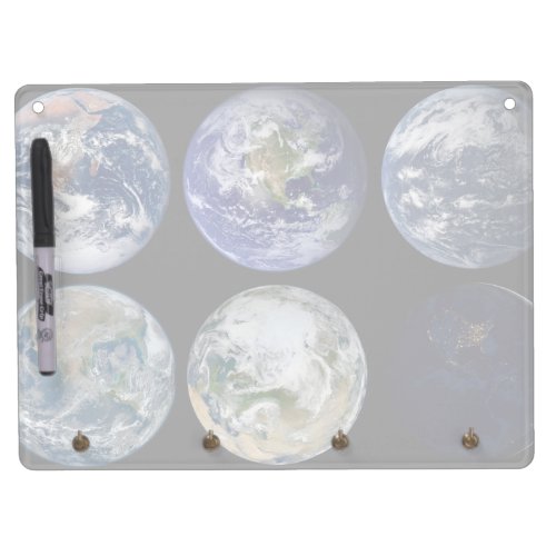 Image Comparison Of Iconic Views Of Planet Earth Dry Erase Board With Keychain Holder