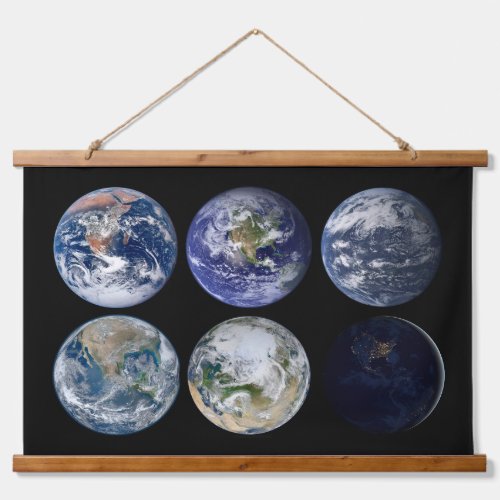 Image Comparison Of Iconic Views Of Planet Earth Hanging Tapestry