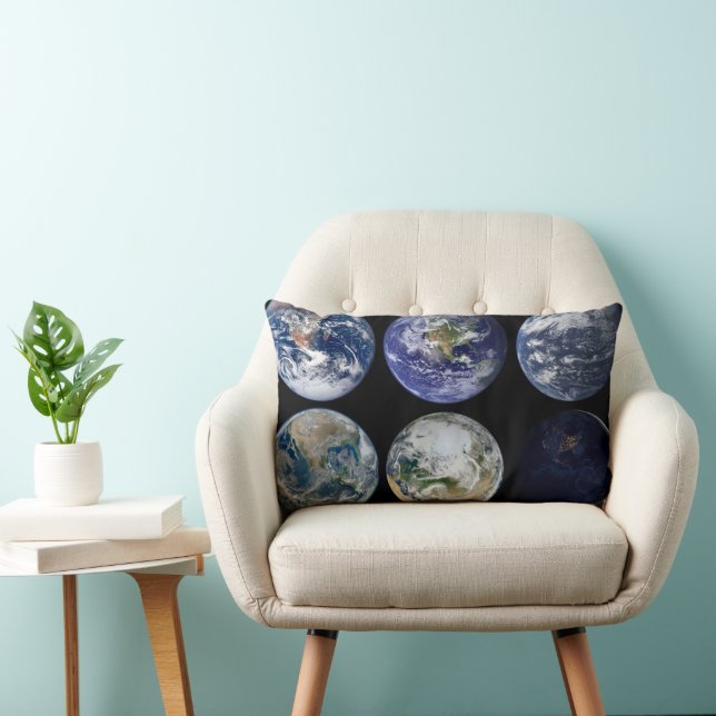 Image Comparison Of Iconic Views Of Planet Earth. Lumbar Pillow (Chair)