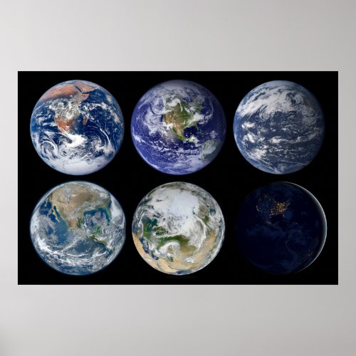 Image Comparison Of Iconic Views Of Planet Earth Poster