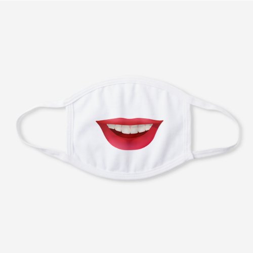 Image Lips and teeth smile White Cotton Face Mask