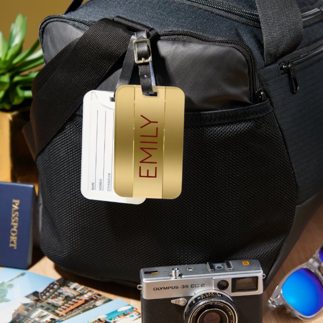 Image Metallic Gold Background Luggage Tag (Front & Back)