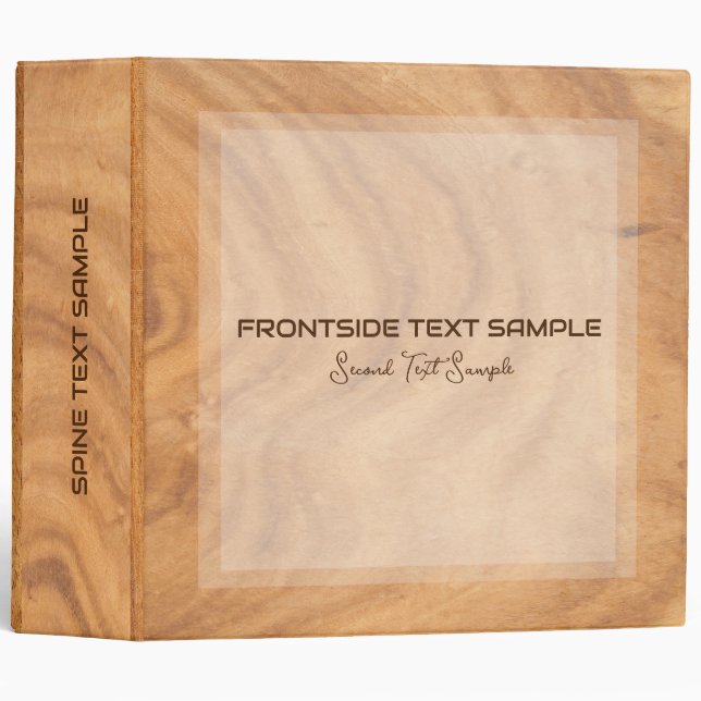 Image of a Brow Wood Grain Texture 3 Ring Binder (Front/Spine)