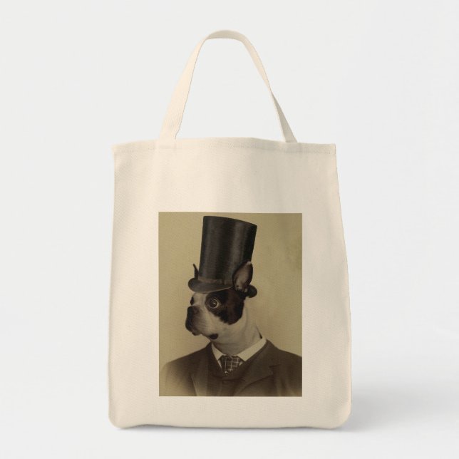 Image of a Dapper Boston terrier Tote Bag (Front)