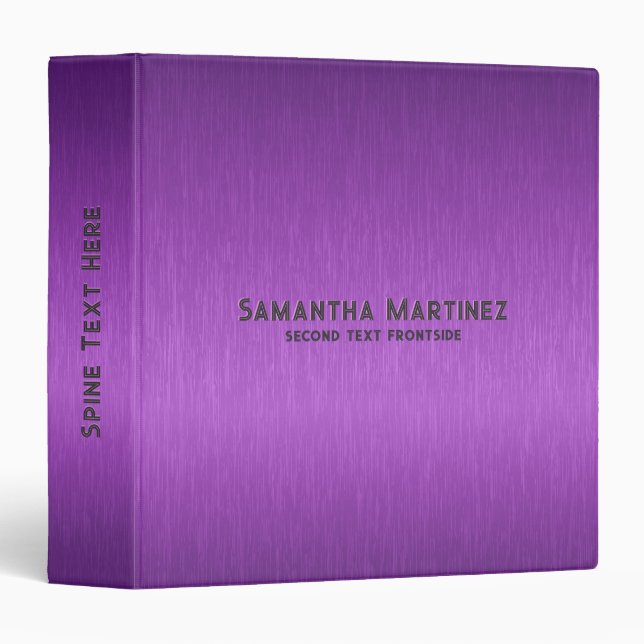 Image of a deep purple metallic background 3 ring binder (Front/Spine)
