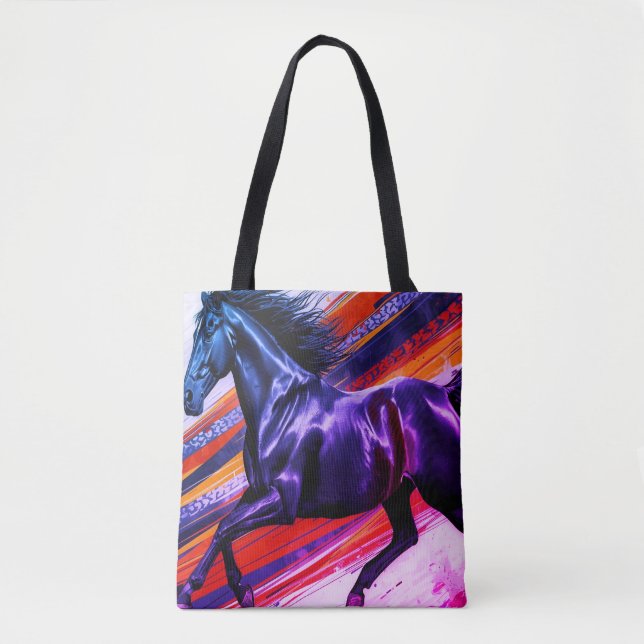 Image of a Galloping Stallion on Reusable Grocery Tote Bag (Front)