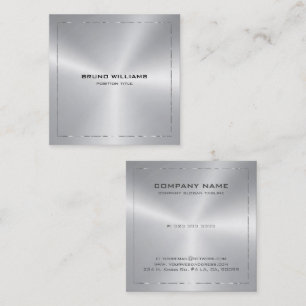 Image of a metallic silver shine border square business card