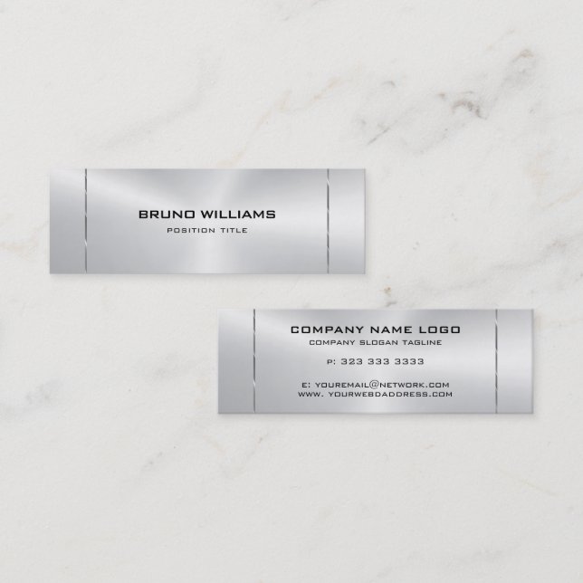 Image of a metallic silver Shiny stroke accent 2 Mini Business Card (Front/Back)