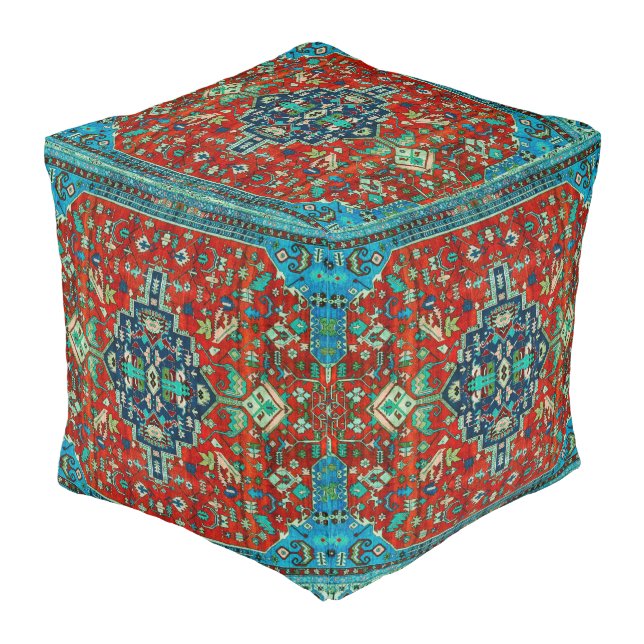 Image of a Persian Rug Pouf (Angled Back)