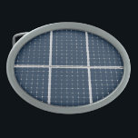 Image of a solar power panel funny belt buckle<br><div class="desc">Image of solar cell battery array panel applied to a product just for fun. Customizable. You can change the image. Real solar cells are used to produce ecologically clean and environment-friendly alternative energy electricity for people. For fun and good mood.</div>