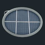 Image of a solar power panel funny belt buckle<br><div class="desc">Image of solar cell battery array panel applied to a product just for fun. Customizable. You can change the image. Real solar cells are used to produce ecologically clean and environment-friendly alternative energy electricity for people. For fun and good mood.</div>