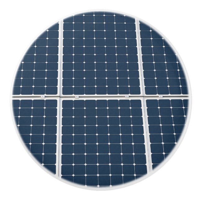Image of a solar power panel funny ceramic knob (Front)