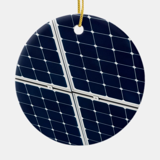 Image of a solar power panel funny ceramic ornament (Front)