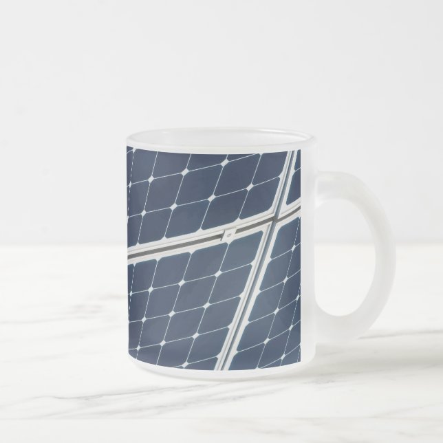 Image of a solar power panel funny frosted glass coffee mug (Right)