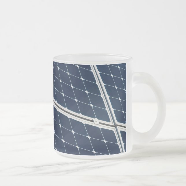 Image of a solar power panel funny frosted glass coffee mug (Right)