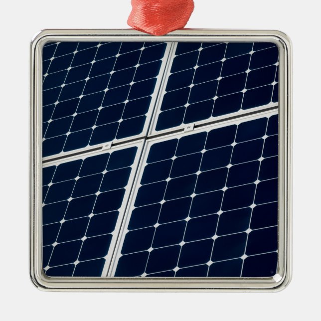 Image of a solar power panel funny metal ornament (Front)