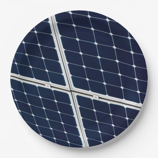 Image of a solar power panel funny paper plates (Front)
