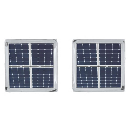 Image of a solar power panel funny silver cufflinks