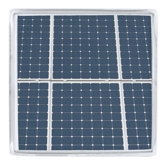 Image of a solar power panel funny silver finish lapel pin (Front)