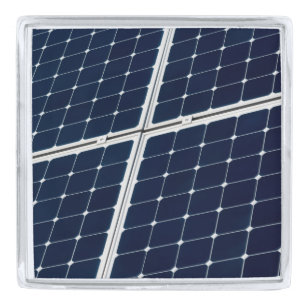 Image of a solar power panel funny silver finish lapel pin
