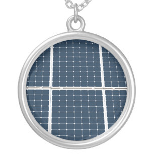 Image of a solar power panel funny silver plated necklace