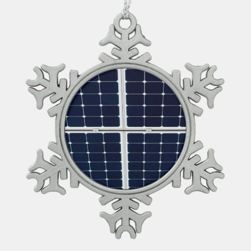 Image of a solar power panel funny snowflake pewter christmas ornament