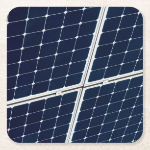 Image of a solar power panel funny square paper coaster