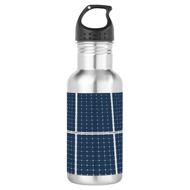 Image of a solar power panel funny stainless steel water bottle (Front)