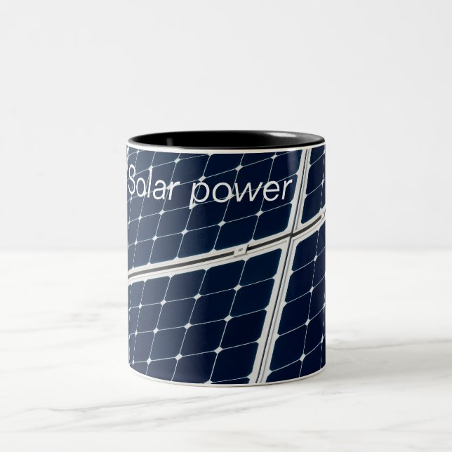 Image of a solar power panel funny Two-Tone coffee mug (Center)