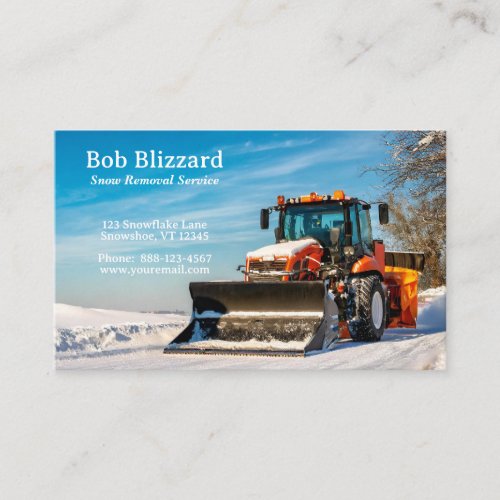 Image of a tractor with a snowplow business card