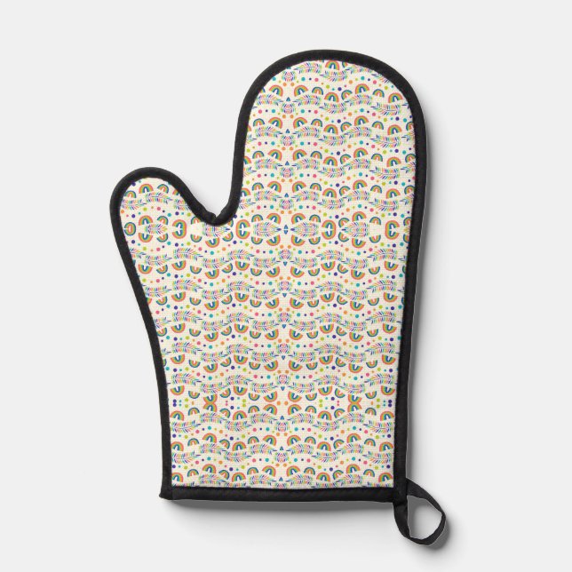 Image of an oven mitt with a colorful (Front)