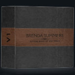 Image Of Black & Brown Stitched Leather Black 3 Ring Binder<br><div class="desc">Elegant image of black and brown vintage leather stretched accent. This is an image of leather and not real leather.</div>