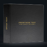 Image of Black Faux Leather Look Gold Text 3 Ring Binder<br><div class="desc">Image of elegant black faux leather texture print with customizable gold typography. The simple and sleek design. If you need assistance customizing this design,  please message me on Zazzle.</div>