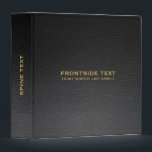 Image of Black Faux Leather Look Gold Text 3 Ring Binder<br><div class="desc">Image of elegant black faux leather texture print with customizable gold typography. The simple and sleek design. If you need assistance customizing this design,  please message me on Zazzle.</div>