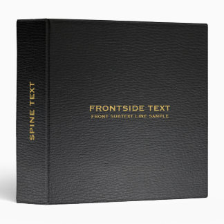 Image of Black Faux Leather Look Gold Text 3 Ring Binder