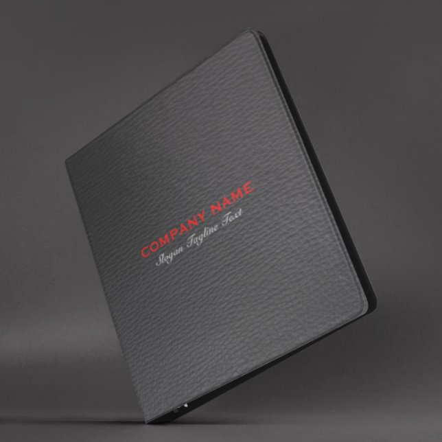 Image of Black Faux Leather Texture Red Accent 3 Ring Binder (Creator Uploaded)