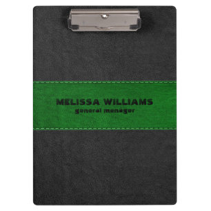 Image Of Black & Green Vintage Leather Stripes Clipboard