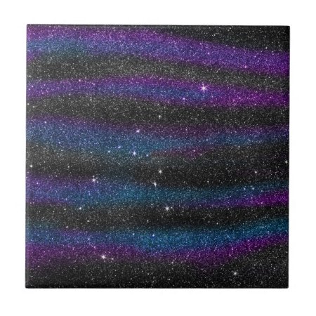 Image Of Black Purple Blue Glitter Gradient Ceramic Tile