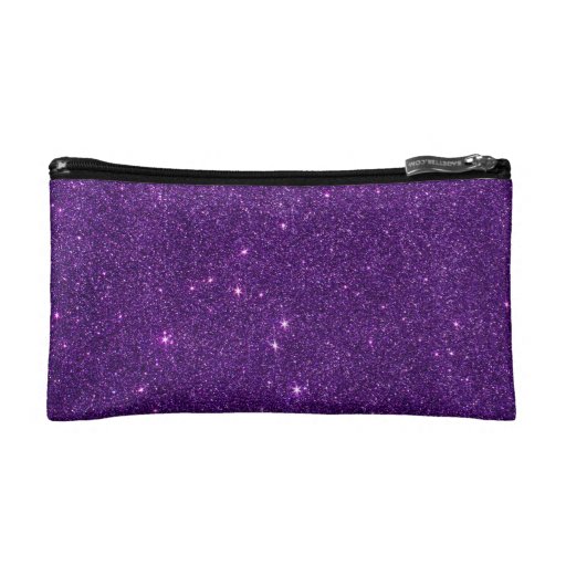 Image of Bright Purple Glitter Cosmetics Bags | Zazzle