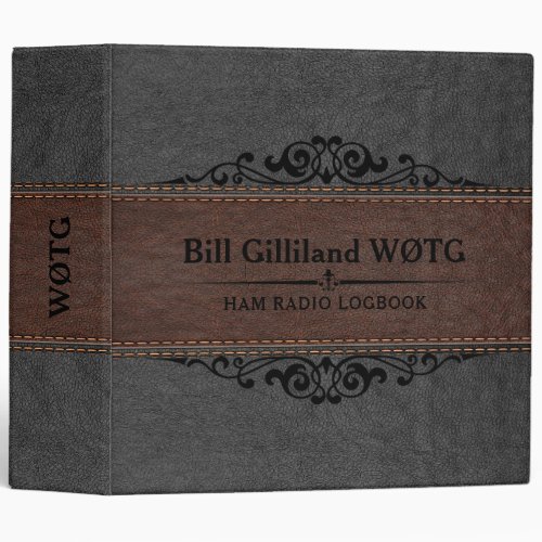 Image Of Brown  Black Leather Black Accents 3 Ring Binder