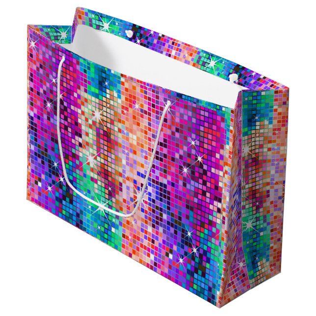 Image of disco faux glitter large gift bag (Front Angled)