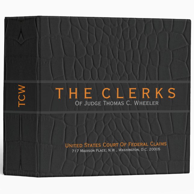 Image Of Elegant Black Faux Leather Print 3 Ring Binder (Front/Spine)