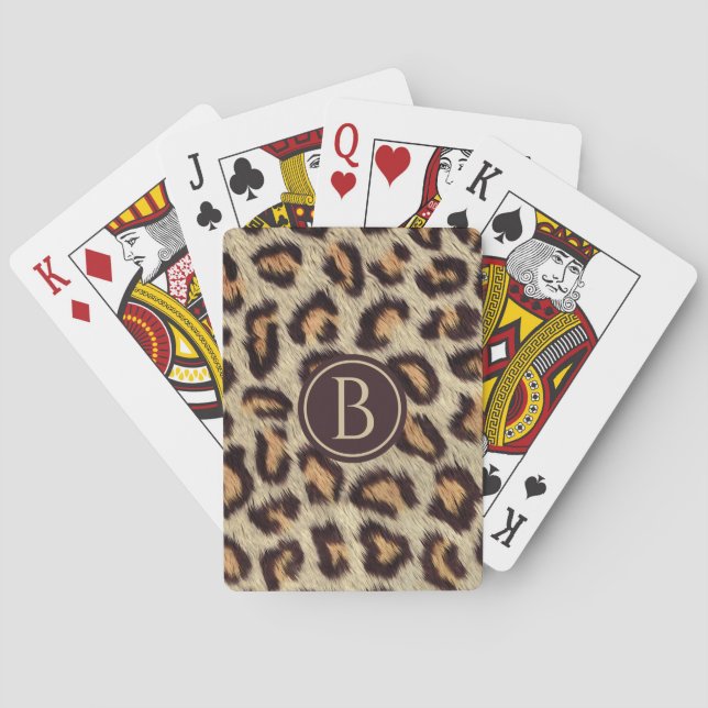 Image of fur leopard spots pattern poker cards (Back)