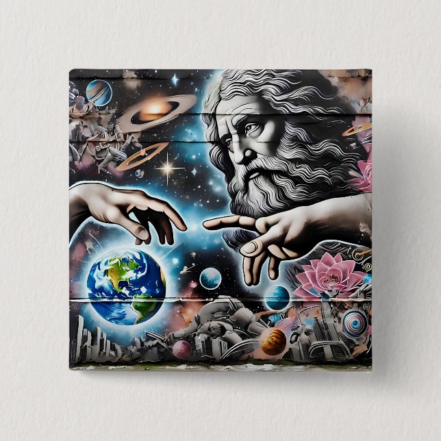  image of god creating the universe button (Front)