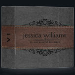 Image of Gray & Brown Leather Decorative Element 3 Ring Binder<br><div class="desc">An elegant image of dark gray and brown vintage leather stretched accent with a black decorative floral element. This design is very flexible, where you can position decorative elements and make your product truly one of a kind. If any assistance is needed, please email us. We are here to assist...</div>
