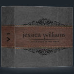 Image of Gray & Brown Leather Decorative Element 3 Ring Binder<br><div class="desc">An elegant image of dark gray and brown vintage leather stretched accent with a black decorative floral element. This design is very flexible, where you can position decorative elements and make your product truly one of a kind. If any assistance is needed, please email us. We are here to assist...</div>