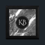 Image Of Gray Marble Custom Monogram Keepsake Box<br><div class="desc">Elegant image gray image of marble texture with black circle and customizable monogram.</div>